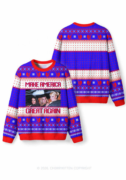 Make America Great Y2K Christmas Knit Sweatshirt Cherrykitten