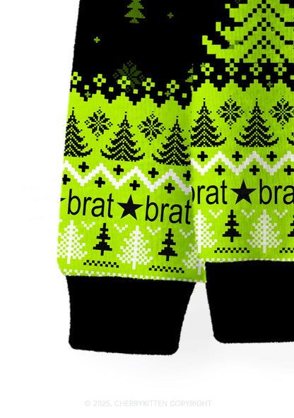 Christmas Is Brat Y2K Christmas Cardigan Knit Sweatshirt Cherrykitten