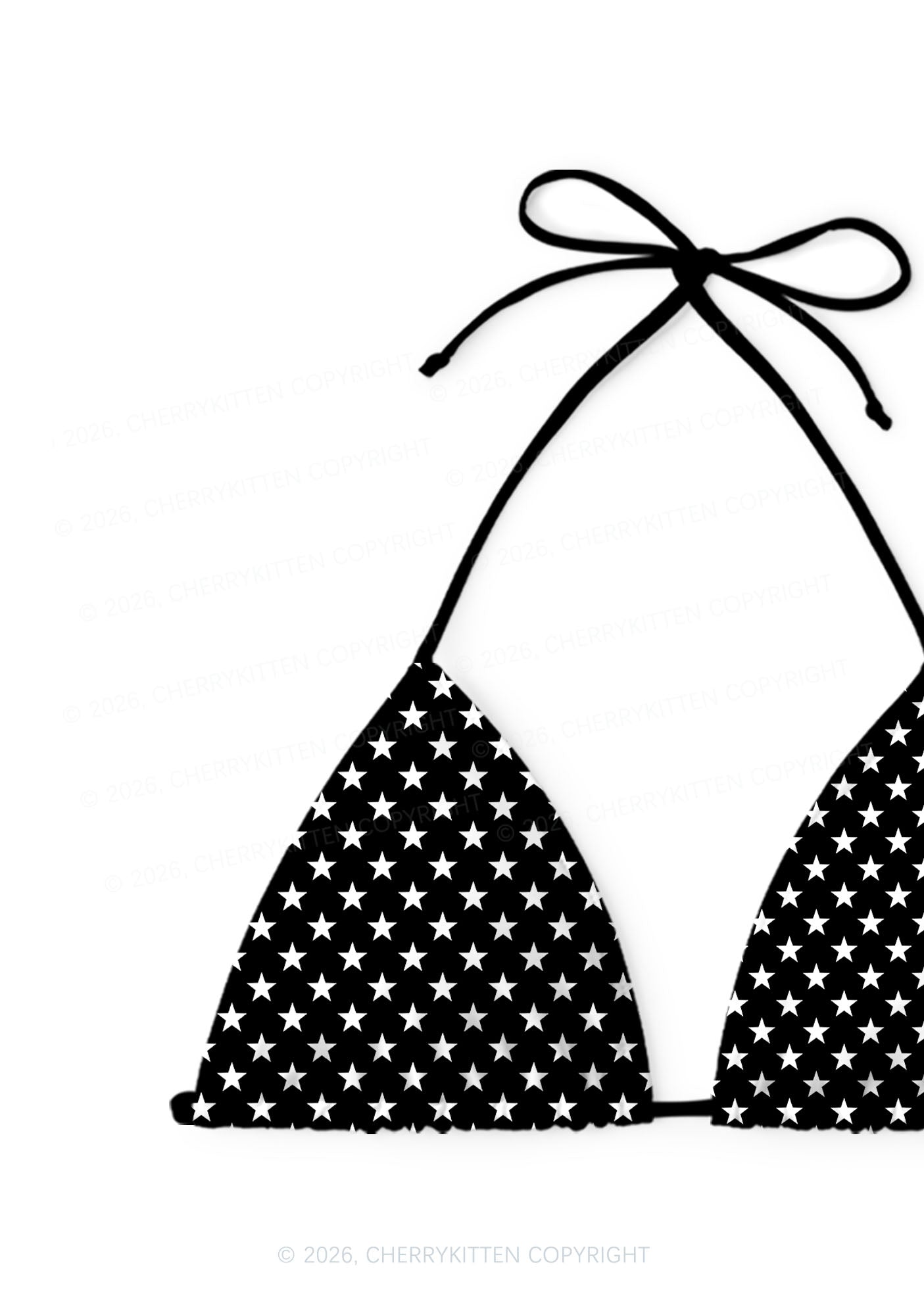 White Star On Black Y2K Print Bikini Set Cherrykitten