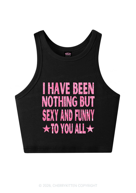 Glitter I Have Been Funny Y2K Crop Tank Top Cherrykitten