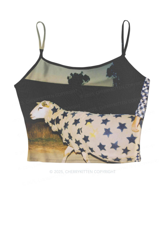 Sheep In Star Cloak Y2K Mesh Cami Tank Cherrykitten