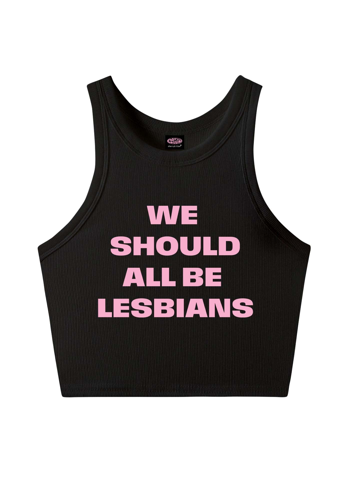 We Should All Be Lesbians Pride Y2K Crop Tank Top Cherrykitten
