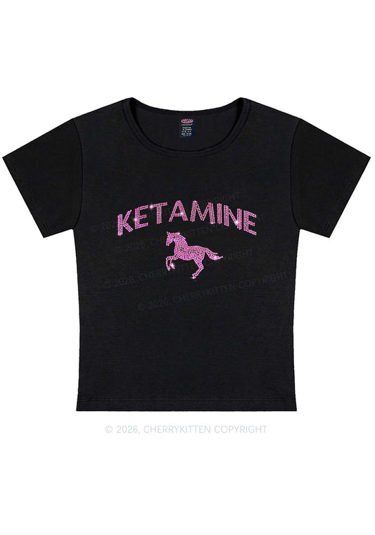 Rhinestone Pink K Unicorn Y2K Baby Tee Cherrykitten