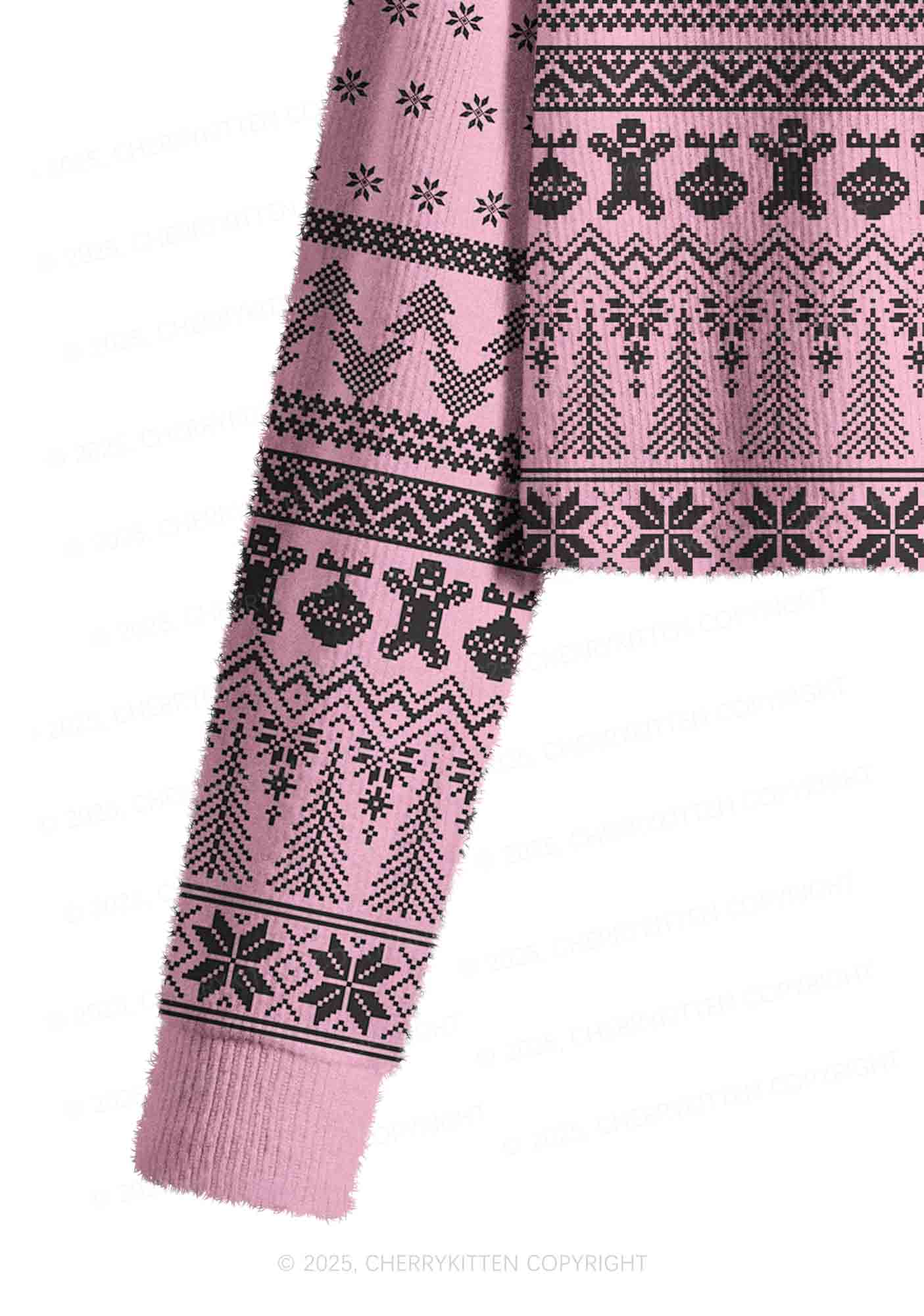 Unicorn Alpha Male Y2K Christmas Crop Knit Sweatshirt Cherrykitten