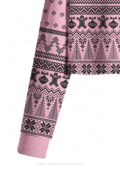 Unicorn Alpha Male Y2K Christmas Crop Knit Sweatshirt Cherrykitten