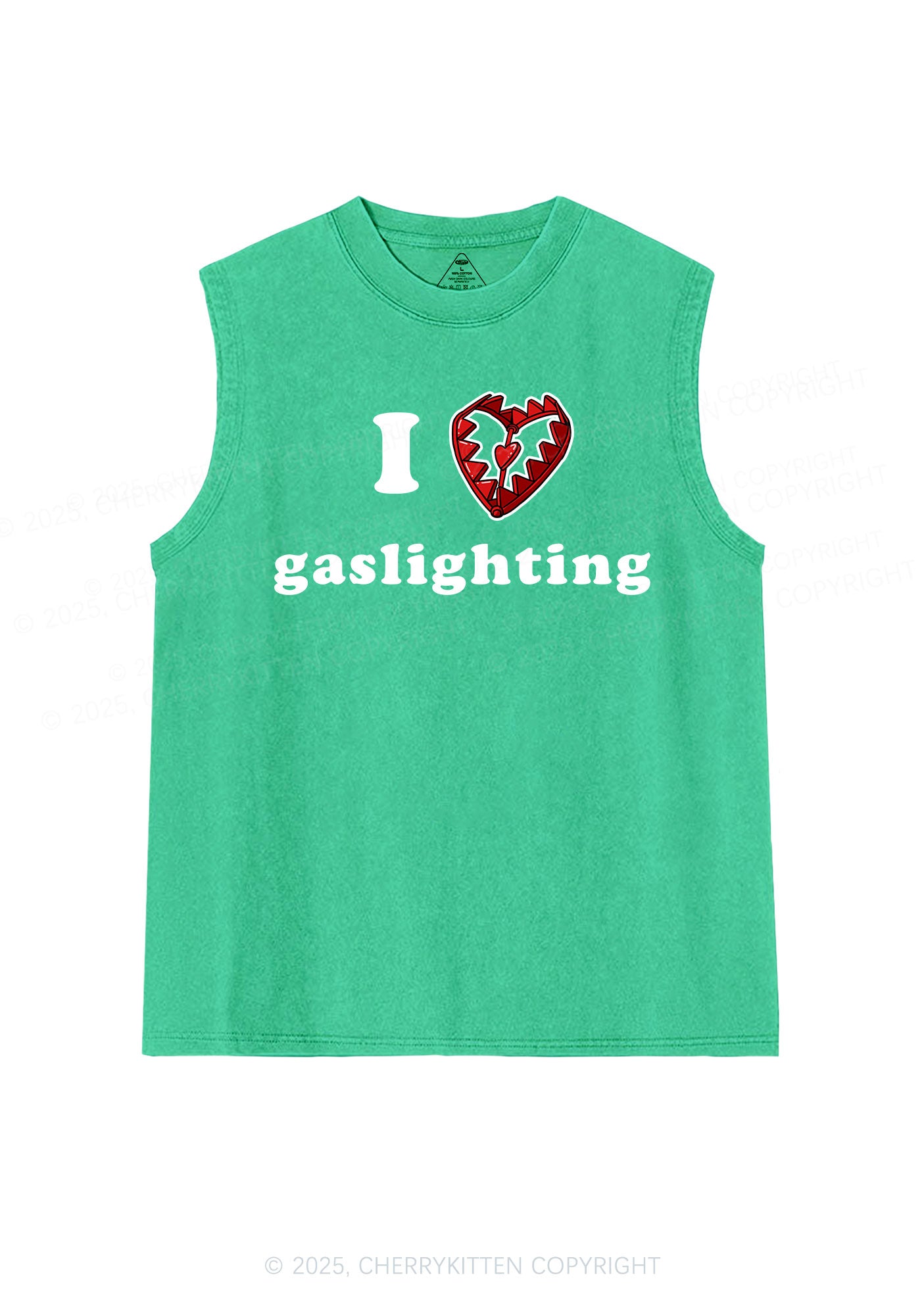 Love Gaslighting Y2K Washed Muscle Tank Cherrykitten