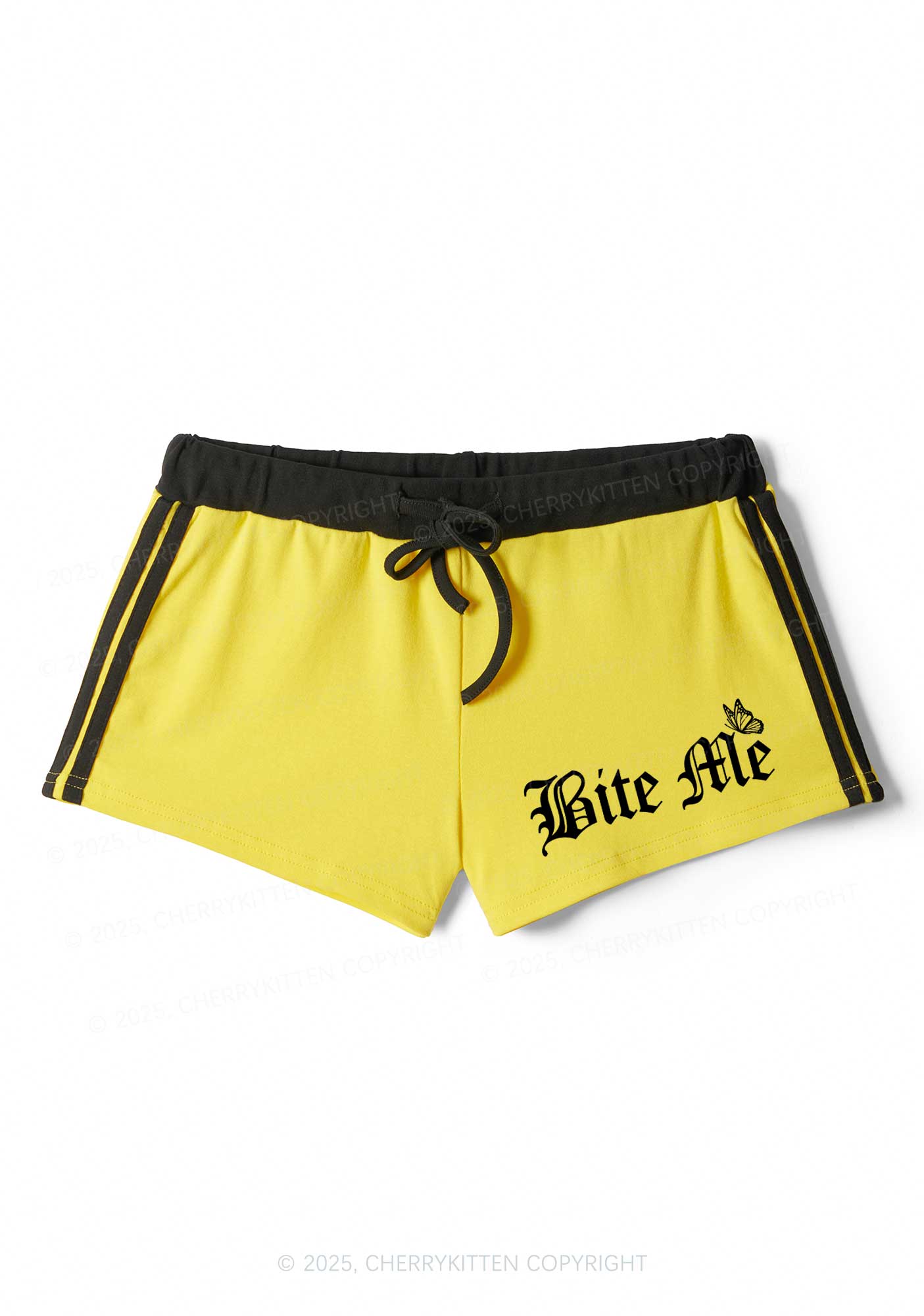 Bite Me Y2K Drawstring Mini Shorts Cherrykitten