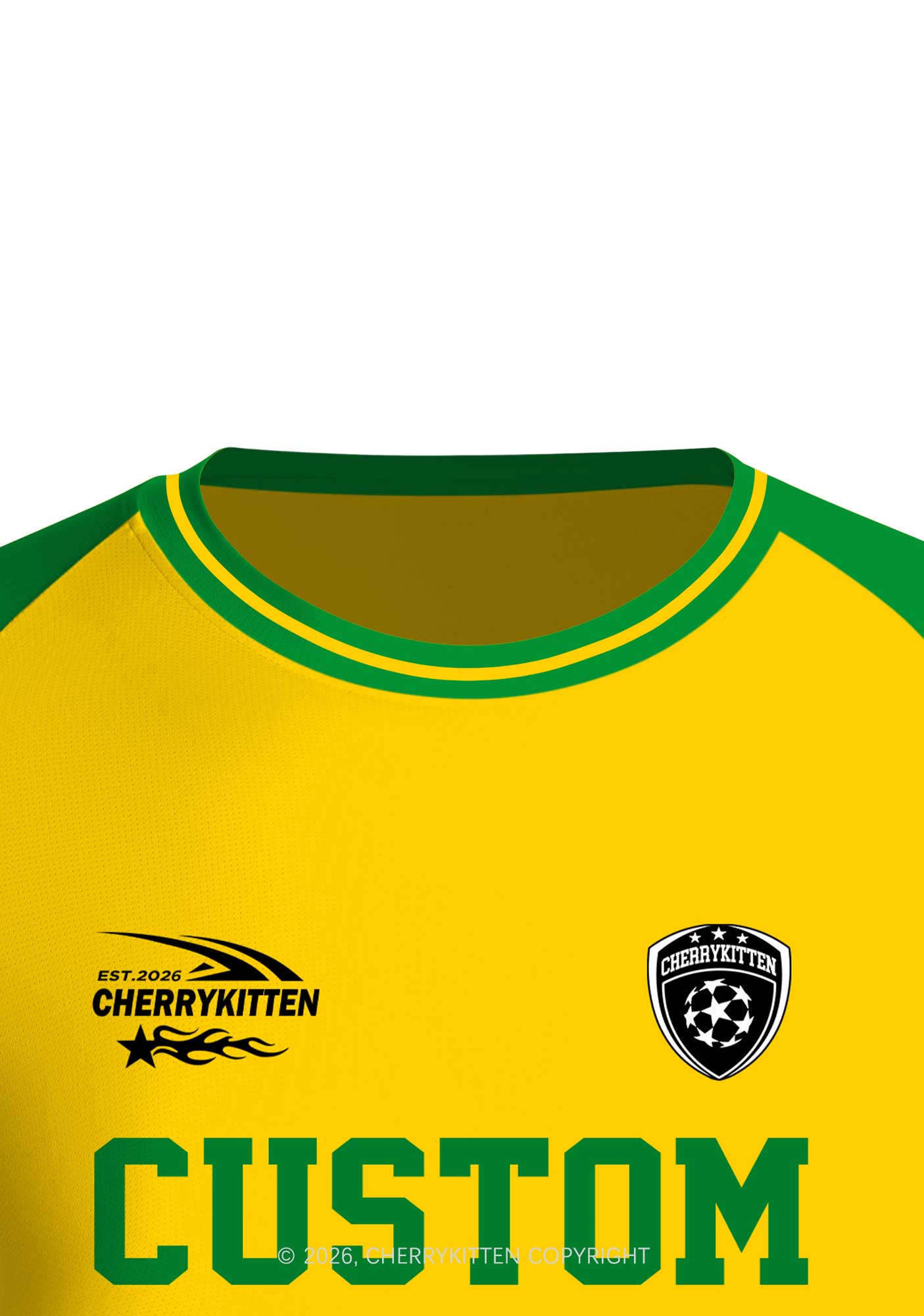 Custom Text Number Yellow Green Y2K Football Jersey Shirts Cherrykitten