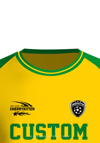 Custom Text Number Yellow Green Y2K Football Jersey Shirts Cherrykitten