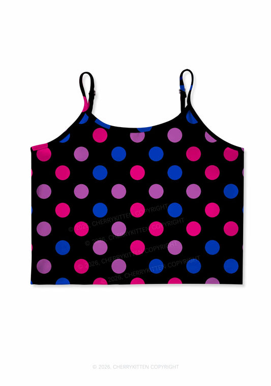 Bisexual Dots On Black Pride Y2K Print Cami Crop Top Cherrykitten