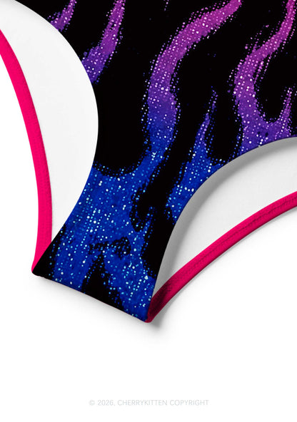 Bisexual Flame Pride Y2K Print Bikini Set Cherrykitten