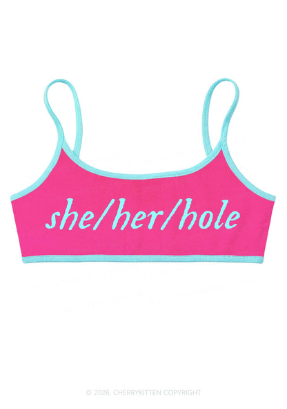 She Her Hole Pride Y2K Super Crop Cami Cherrykitten