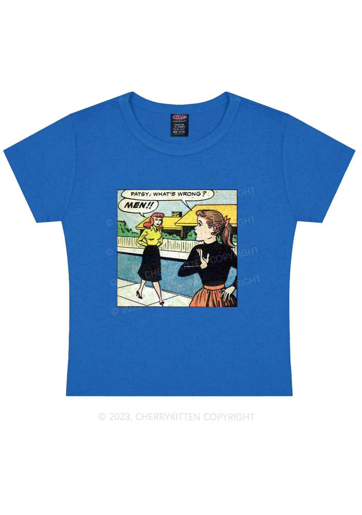 What's Wrong Men Y2K Baby Tee Cherrykitten