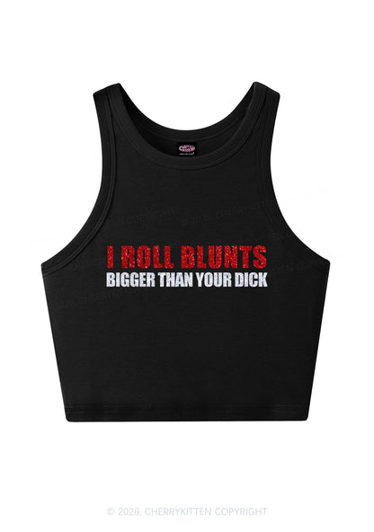 Glitter I Roll Blunts Y2K Crop Tank Top Cherrykitten