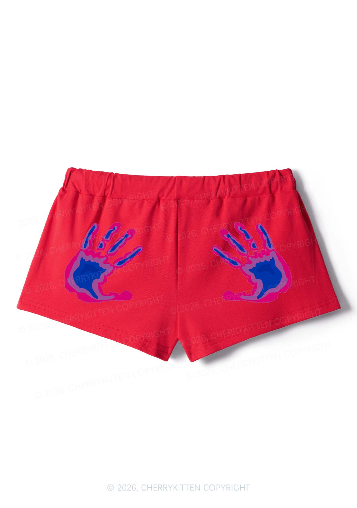 Bisexual Thermal Hands Pride Y2K Drawstring Mini Shorts Cherrykitten