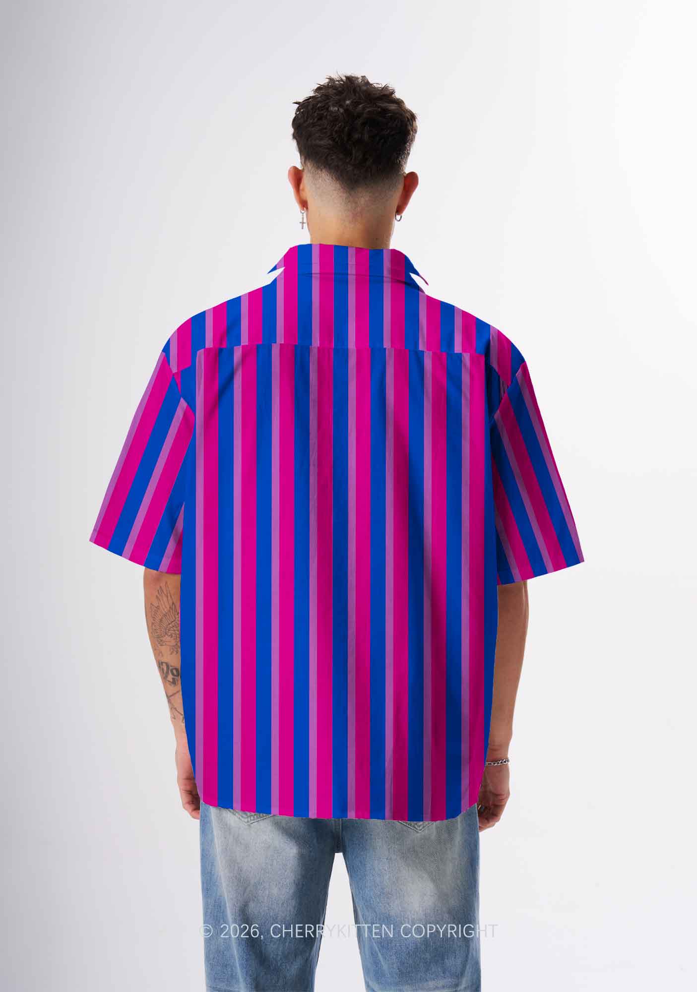 Bisexual Flag Pride Y2K Print Hawaiian Shirt Cherrykitten