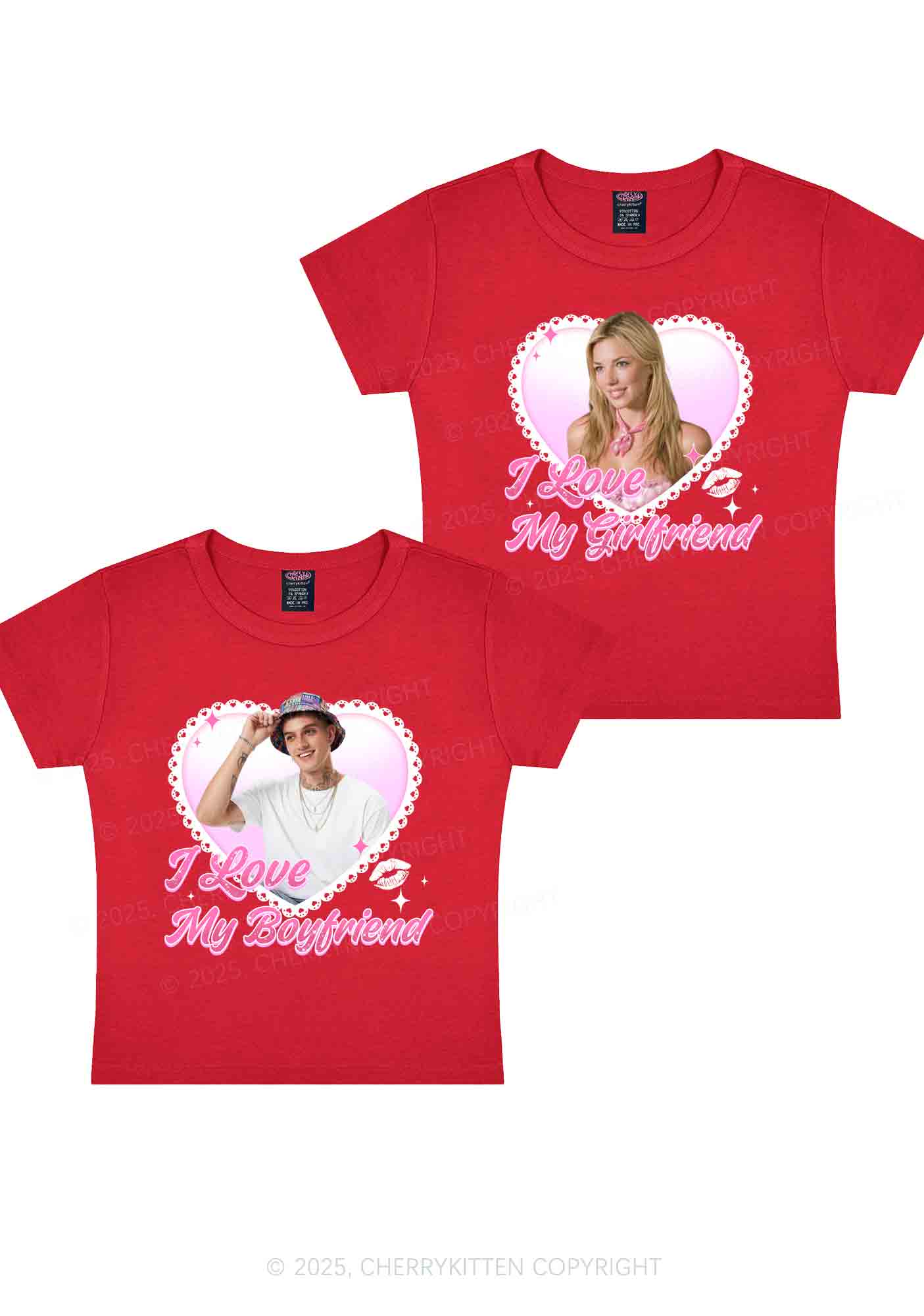 Custom Love My GF BF Photo Y2K Valentine's Day Baby Tee Cherrykitten