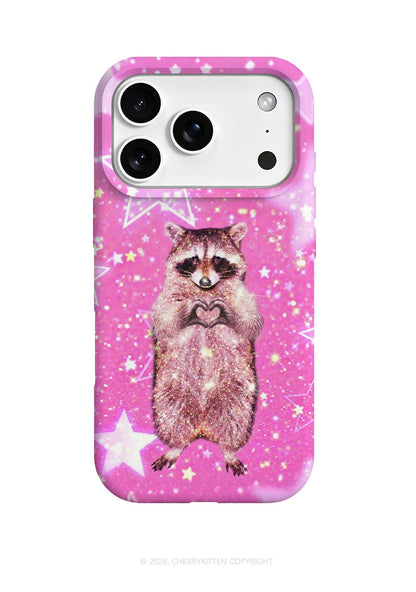 Sparkly Raccoon Heart Valentine's Day Y2K Phone Case Cherrykitten