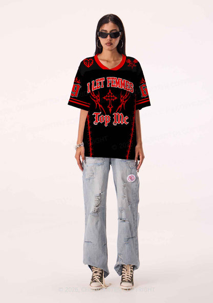 Black I Let Femmes Top Me Pride Y2K Sport Jersey Shirts Cherrykitten