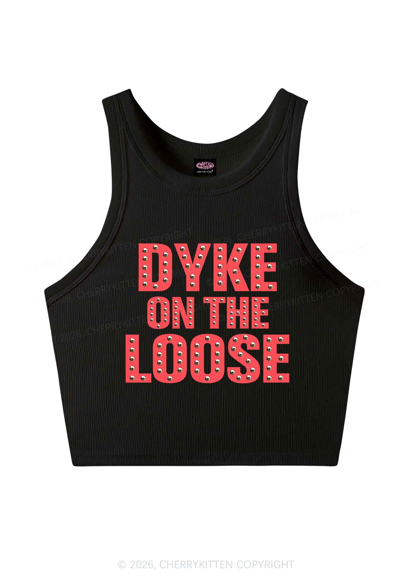Dyke On The Loose Pride Y2K Crop Tank Top Cherrykitten
