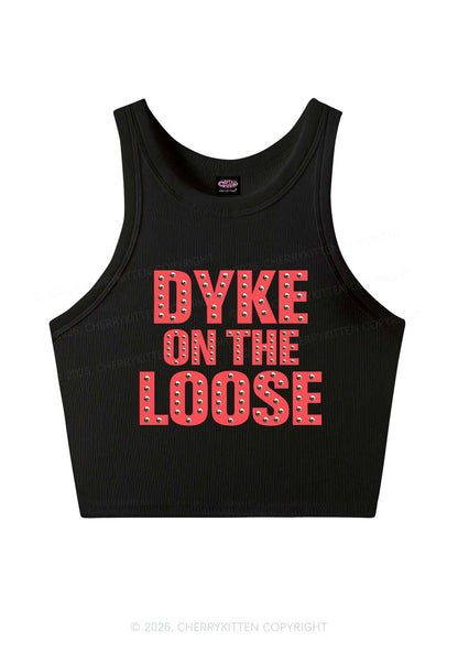 Dyke On The Loose Pride Y2K Crop Tank Top Cherrykitten