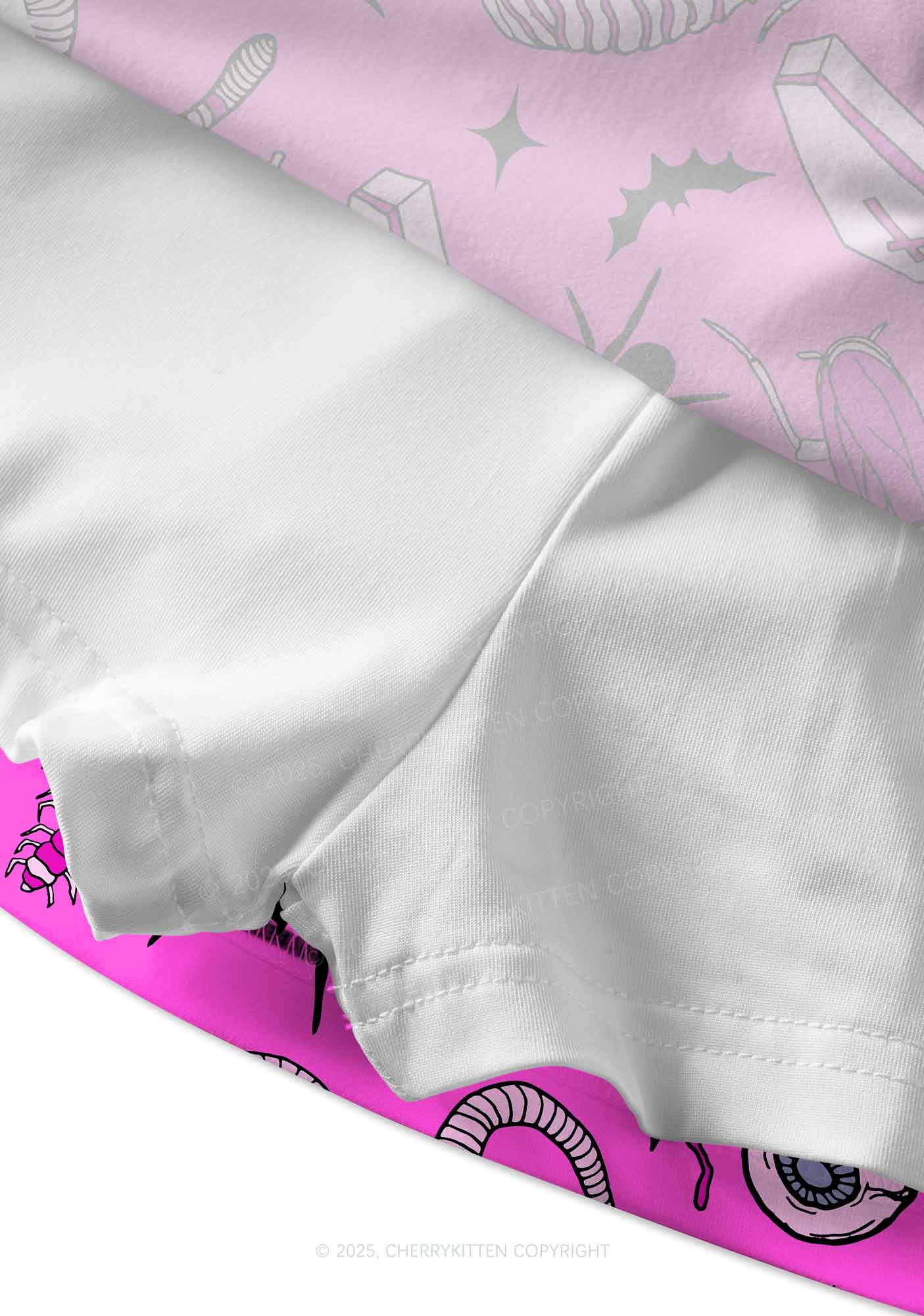 Halloween Goth Pink Party Y2K Print Mini Skirt Cherrykitten