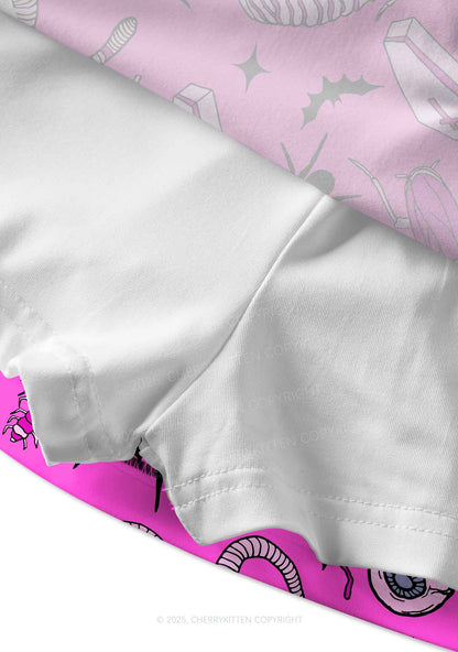 Halloween Goth Pink Party Y2K Print Mini Skirt Cherrykitten