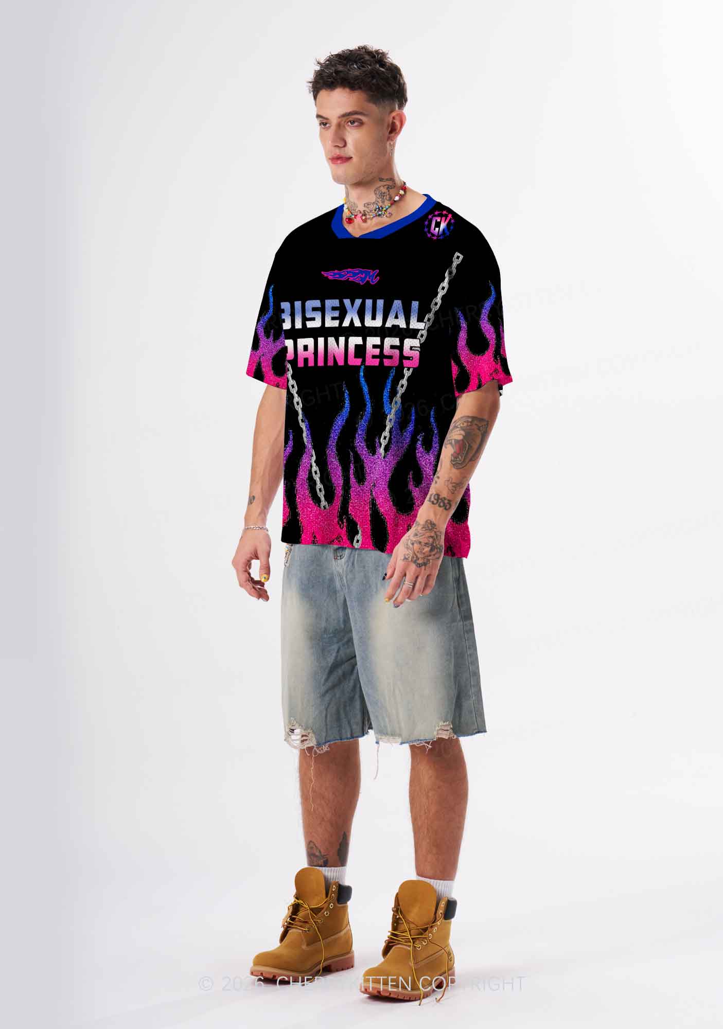 Bisexual Princess Flame Pride Y2K Sport Jersey Shirts Cherrykitten