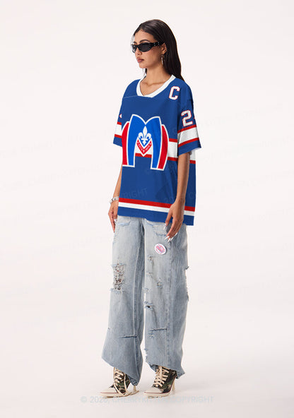 Blue Hockey HR Y2K Sport Jersey Shirts Cherrykitten