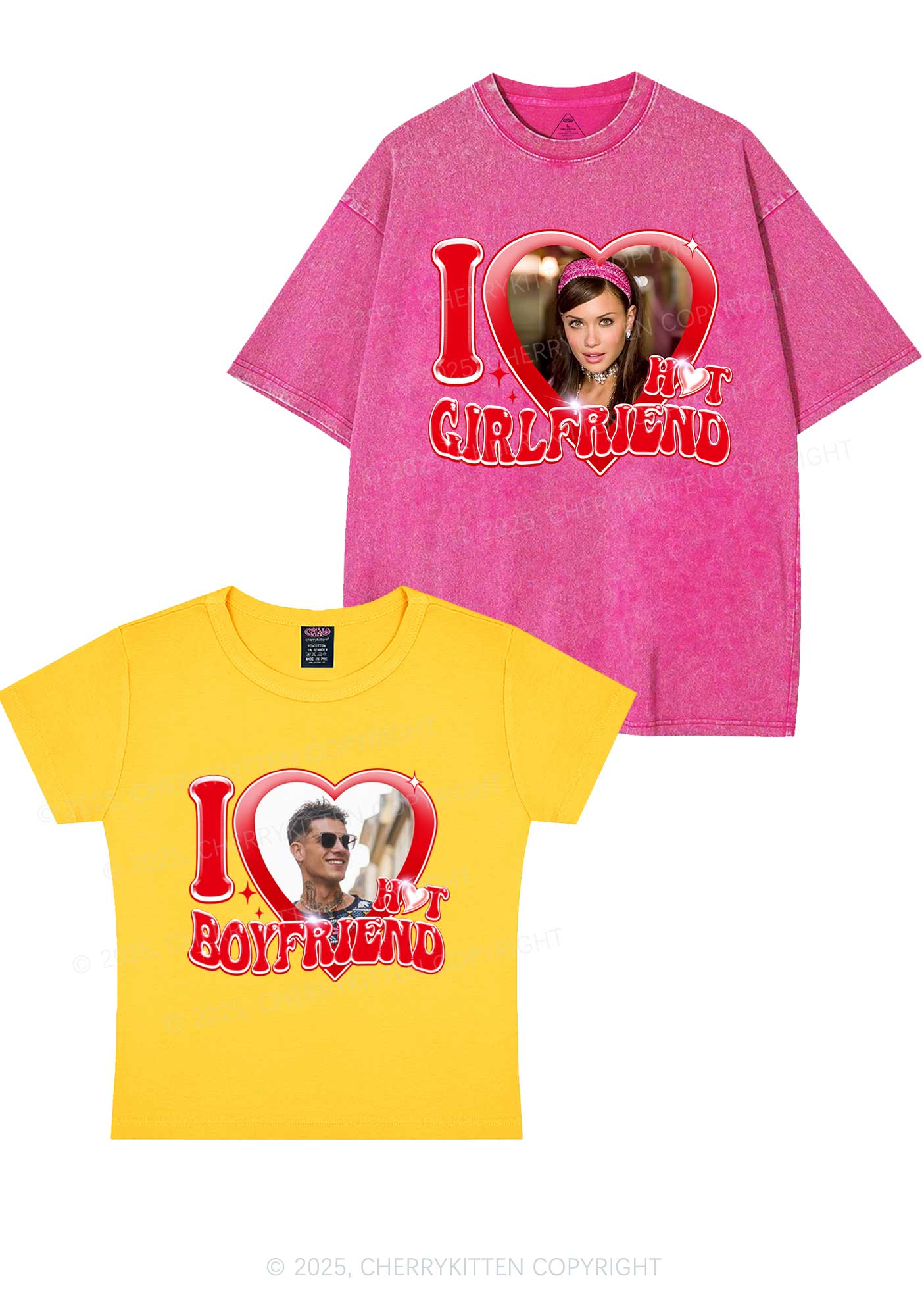 Custom I Love My Hot GF BF Y2K Valentine's Day Couple Shirt Cherrykitten