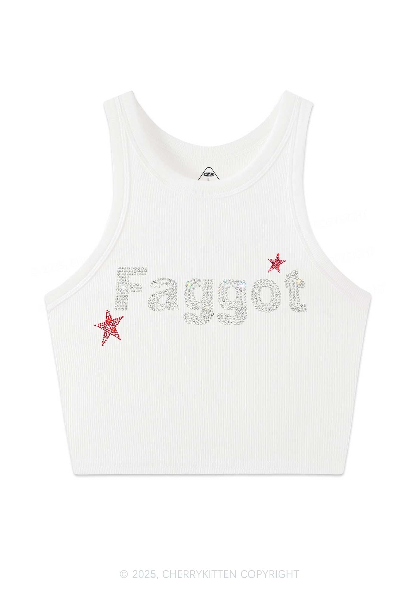 Rhinestone Faggot Pride Y2K Crop Tank Top Cherrykitten