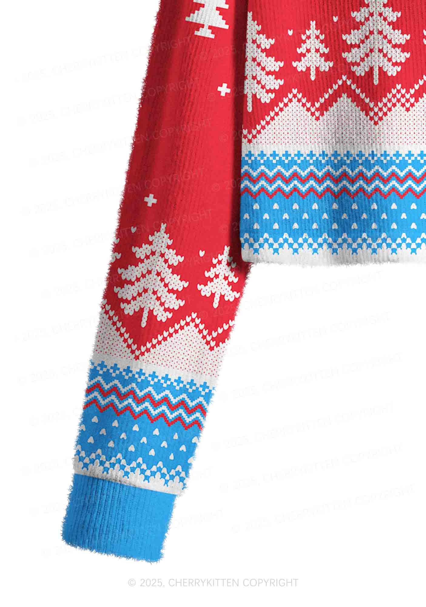 I Support A Mans Right Y2K Christmas Crop Knit Sweatshirt Cherrykitten