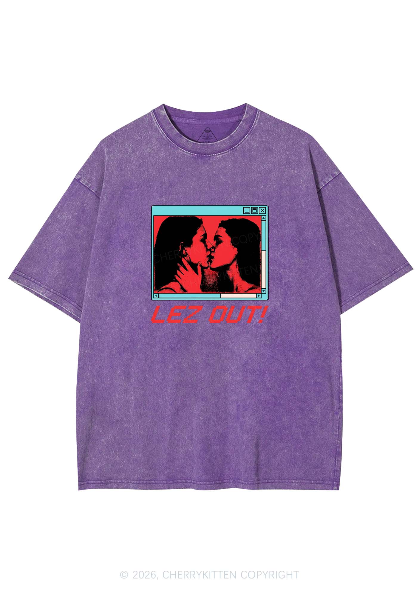 Lez Out Pride Y2K Shirts Washed Tee Cherrykitten
