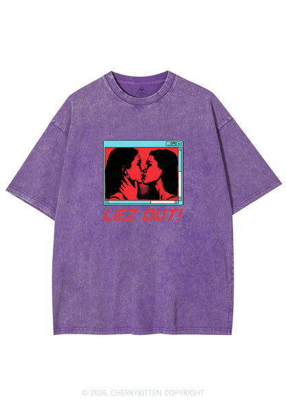 Lez Out Pride Y2K Shirts Washed Tee Cherrykitten