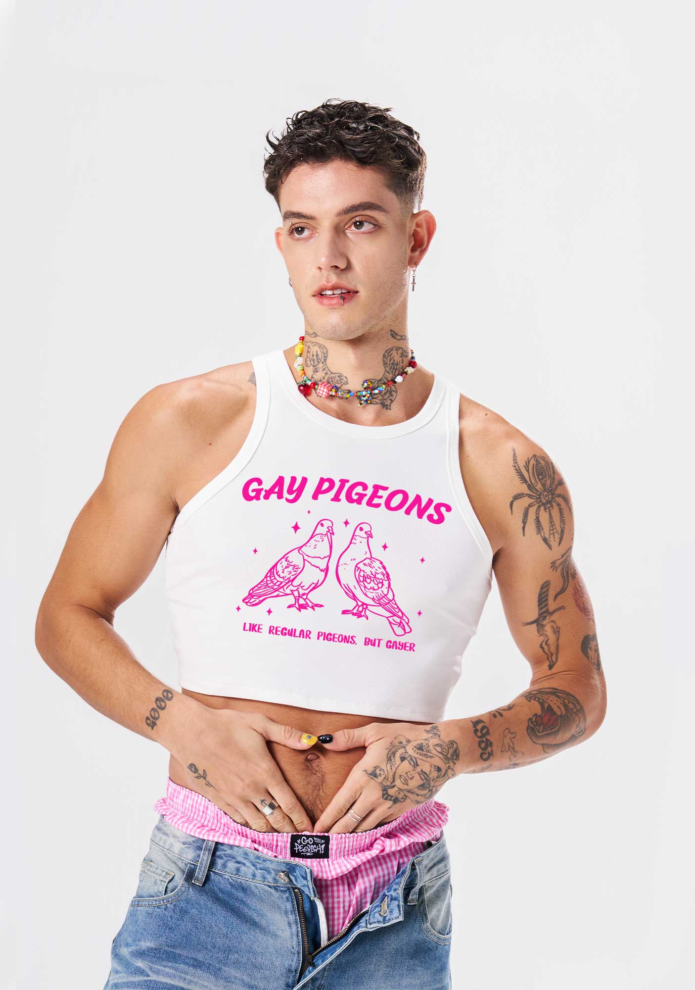 Gay Pigeons Pride Y2K Crop Tank Top Cherrykitten