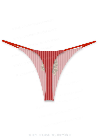 Custom Face Red Stripes Valentine's Day Y2K Print Couples Thong Set Cherrykitten