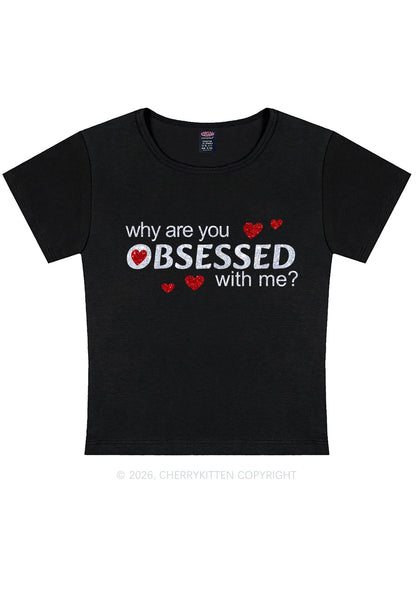 Glitter Obsessed With Me Y2K Baby Tee Cherrykitten
