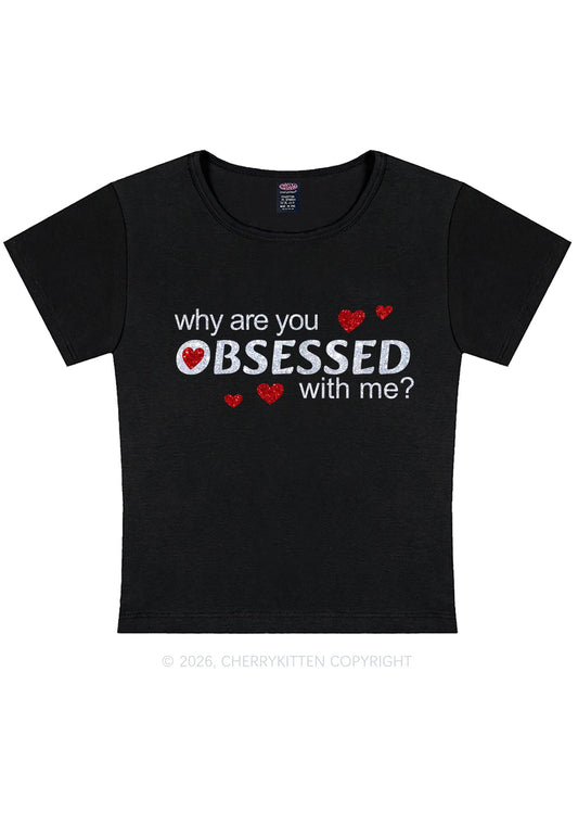 Glitter Obsessed With Me Y2K Baby Tee Cherrykitten