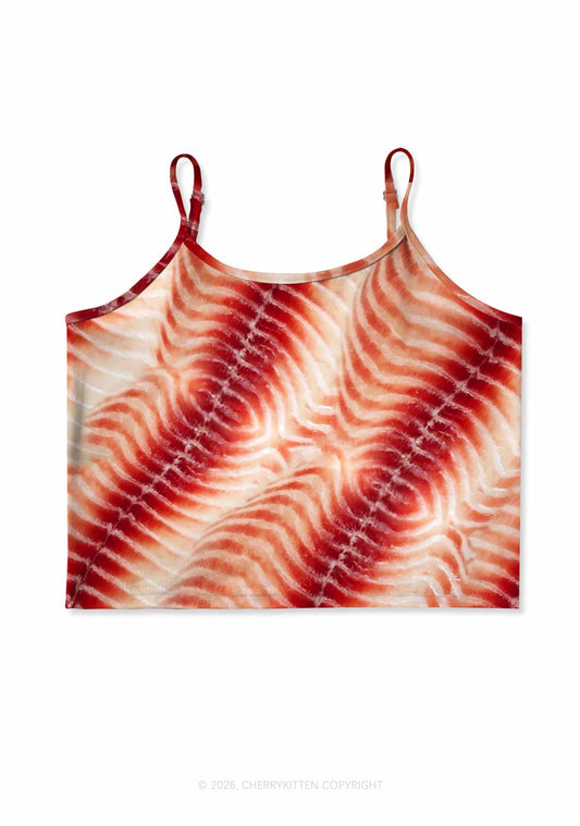 Pork Belly Texture Y2K Print Cami Crop Top Cherrykitten