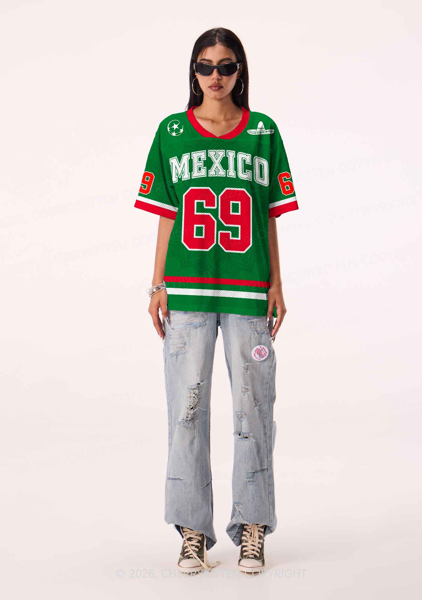 Custom Green Mexico Sombrero Y2K Sport Jersey Shirts Cherrykitten