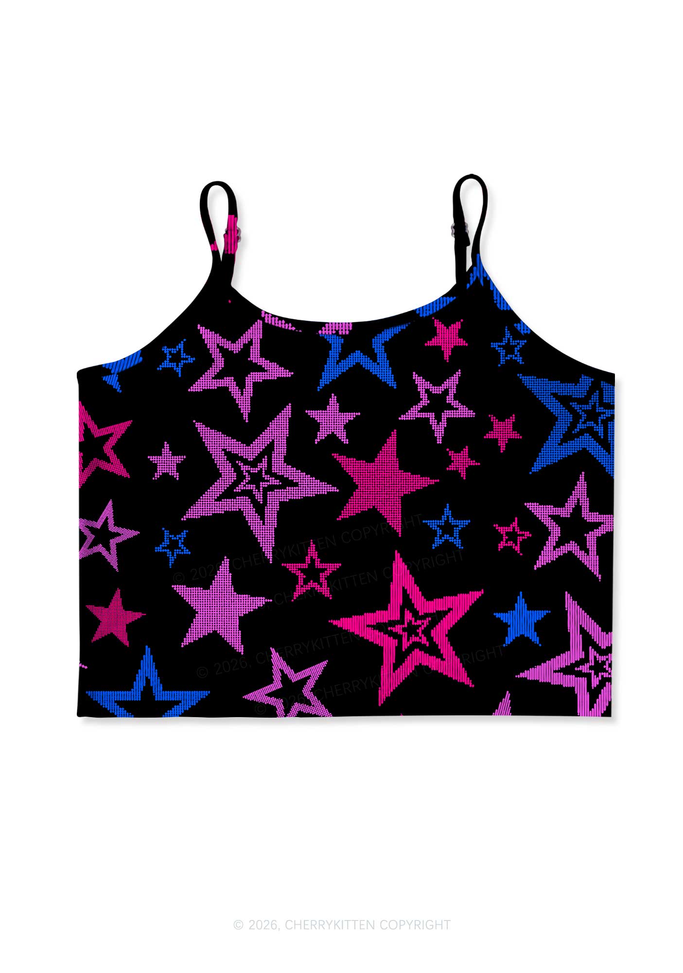 Bisexual Star Pride Y2K Print Cami Crop Top Cherrykitten