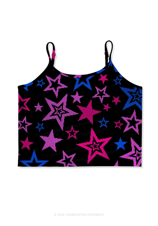 Bisexual Star Pride Y2K Print Cami Crop Top Cherrykitten