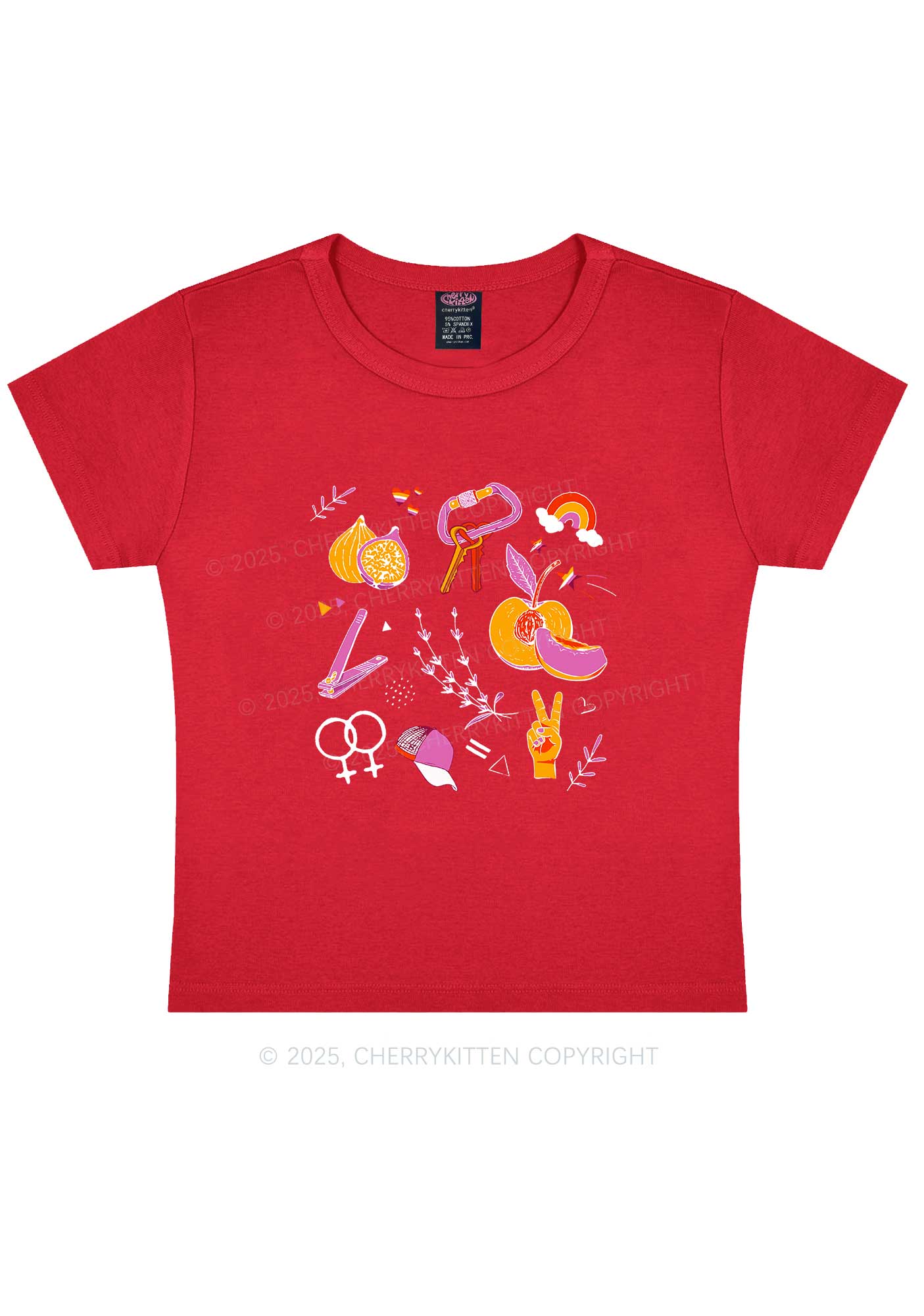 Lesbian Symbols Y2K Baby Tee Cherrykitten