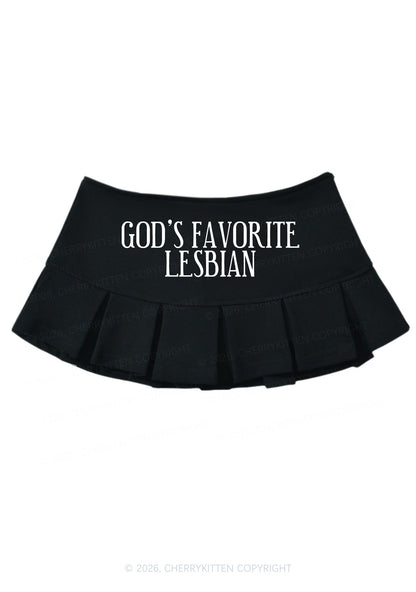 Gods Favorite Lesbian Pride Y2K Mini Pleated Skirts Cherrykitten