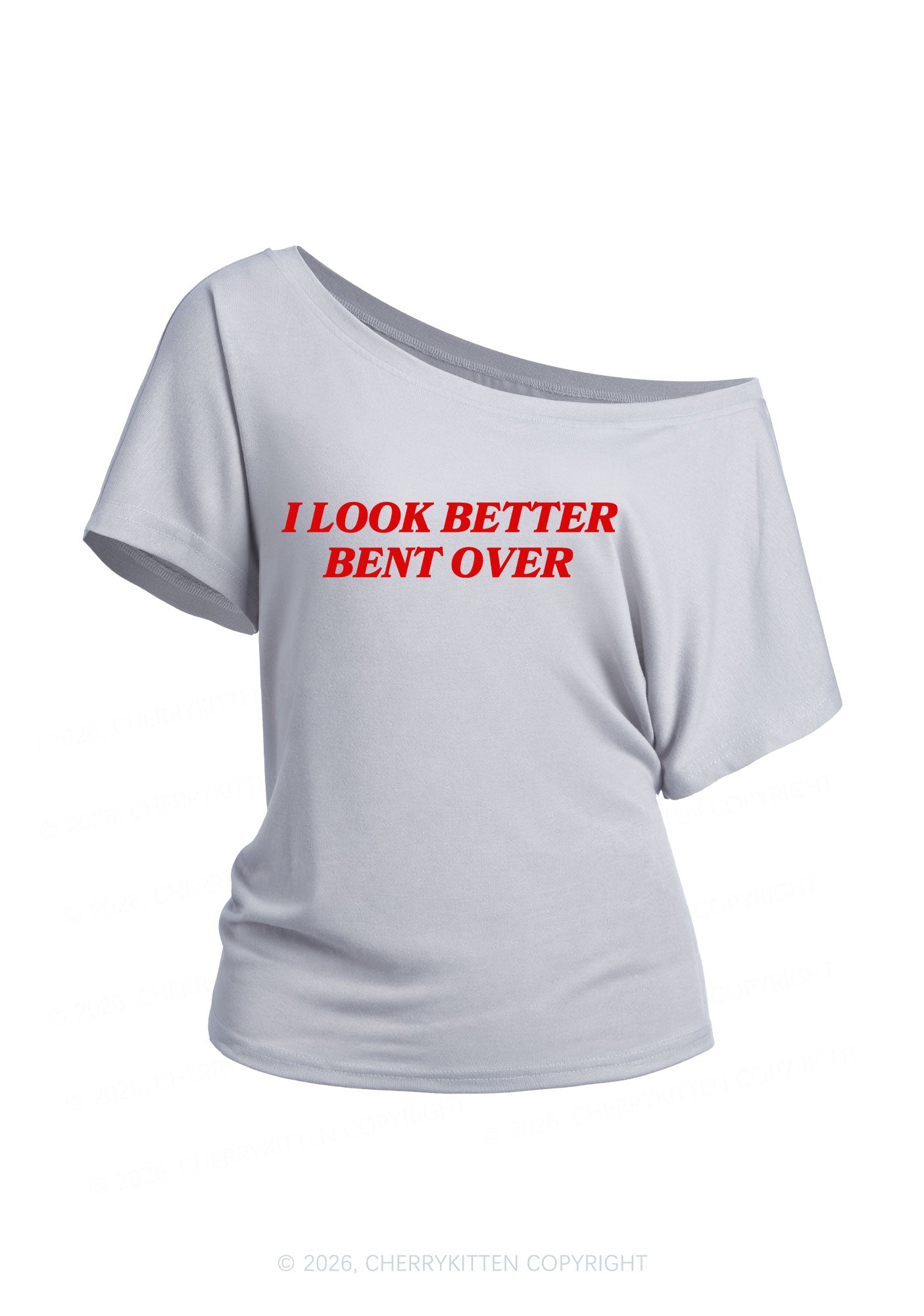 Look Better Bent Over Y2K Off Shoulder Tee Cherrykitten