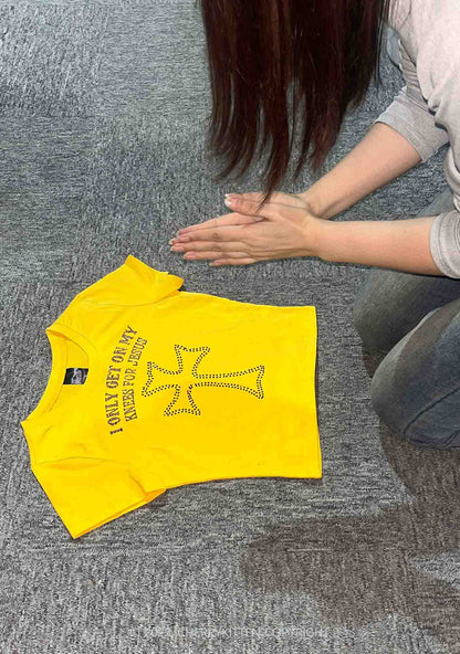 Rhinestone Get On Knees For Jesus Y2K Baby Tee Cherrykitten