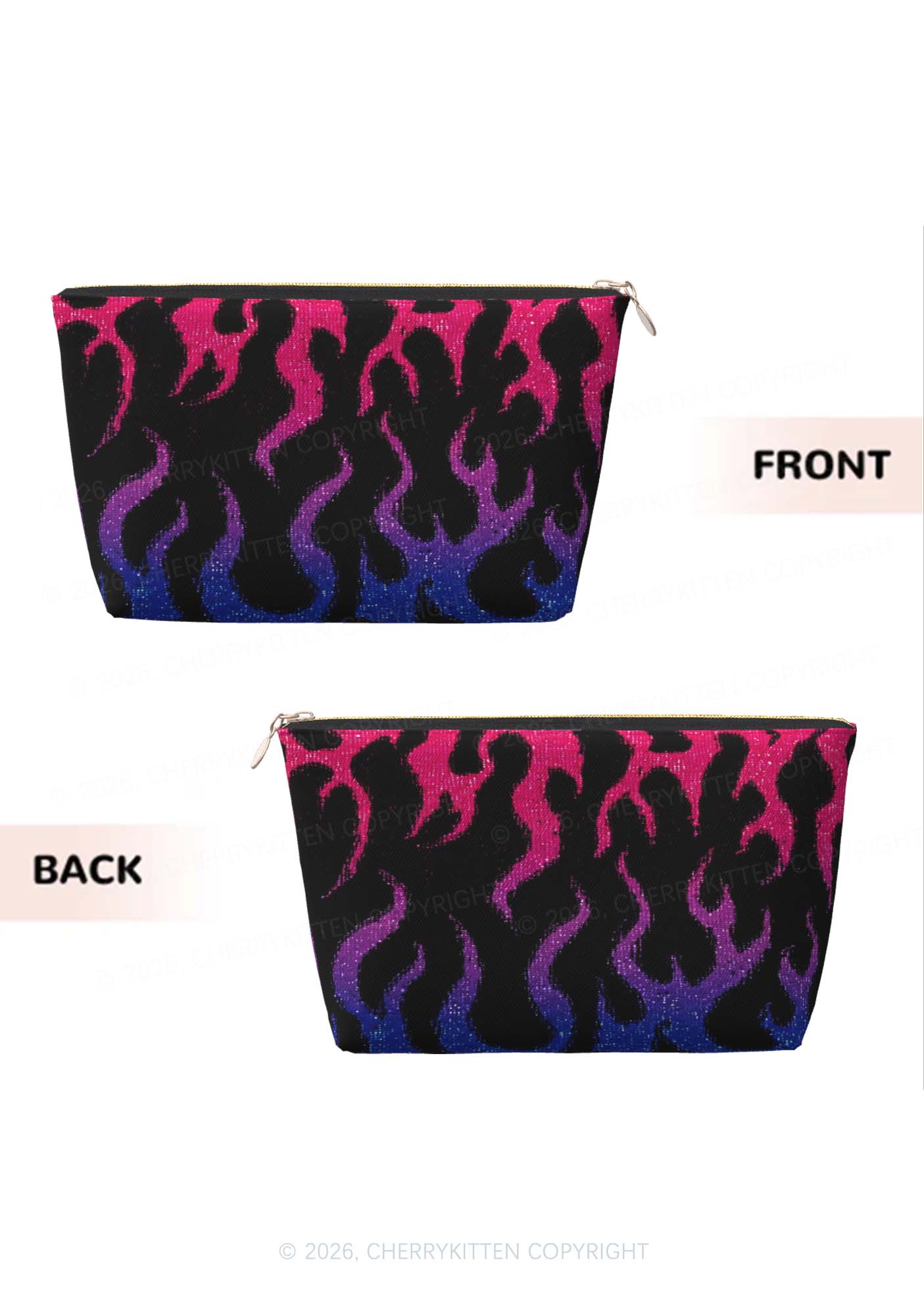 Bisexual Flame Pride Y2K Makeup Bag Cherrykitten