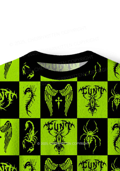 Dark Cxxt Y2K Christmas Knit Sweatshirt Cherrykitten