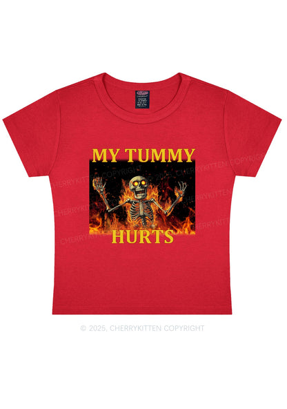 Skeleton Tummy Hurts Y2K Baby Tee Cherrykitten