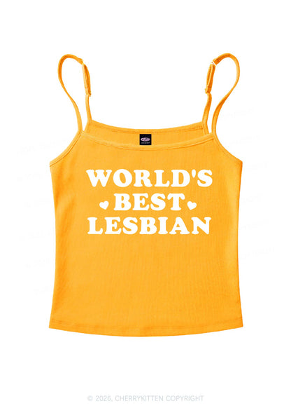 Worlds Best Lesbian Pride Y2K Spaghetti Strap Cami Cherrykitten